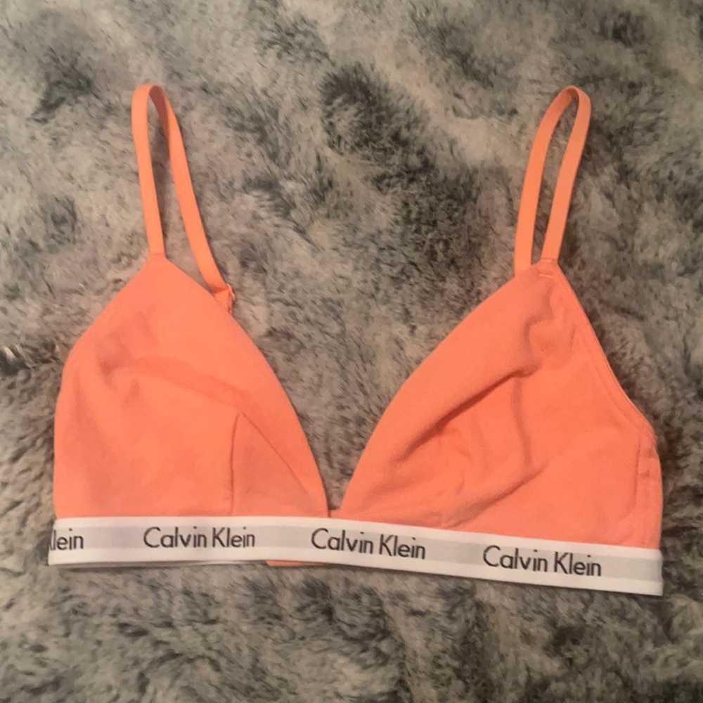 Calvin Klein coral bralette.